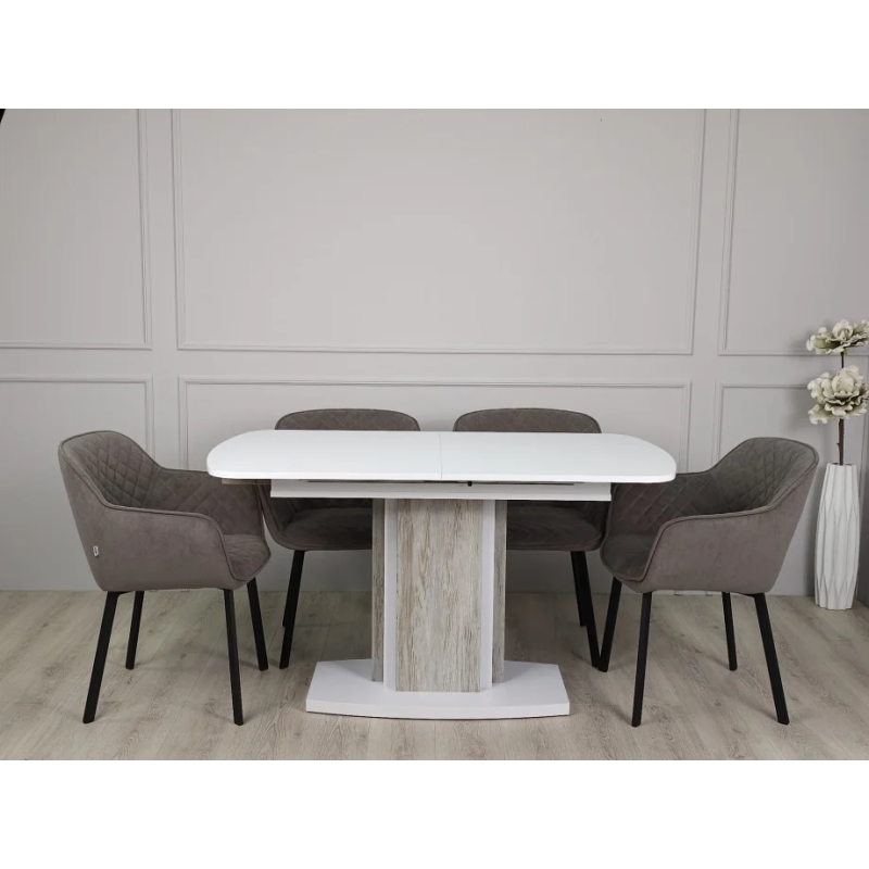 Стол кухонный раскладной FENIX AB Артвуд темный /Белый диамант 140(180)х80 (19423-01)