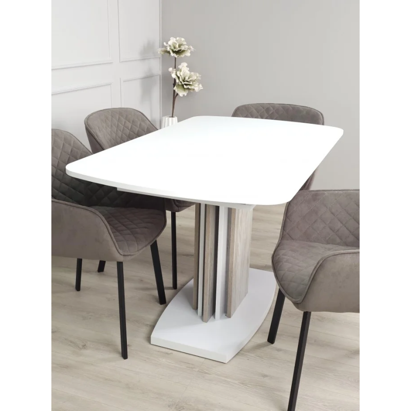 Стол кухонный раскладной FENIX AB Артвуд темный /Белый диамант 140(180)х80 (19423-01)