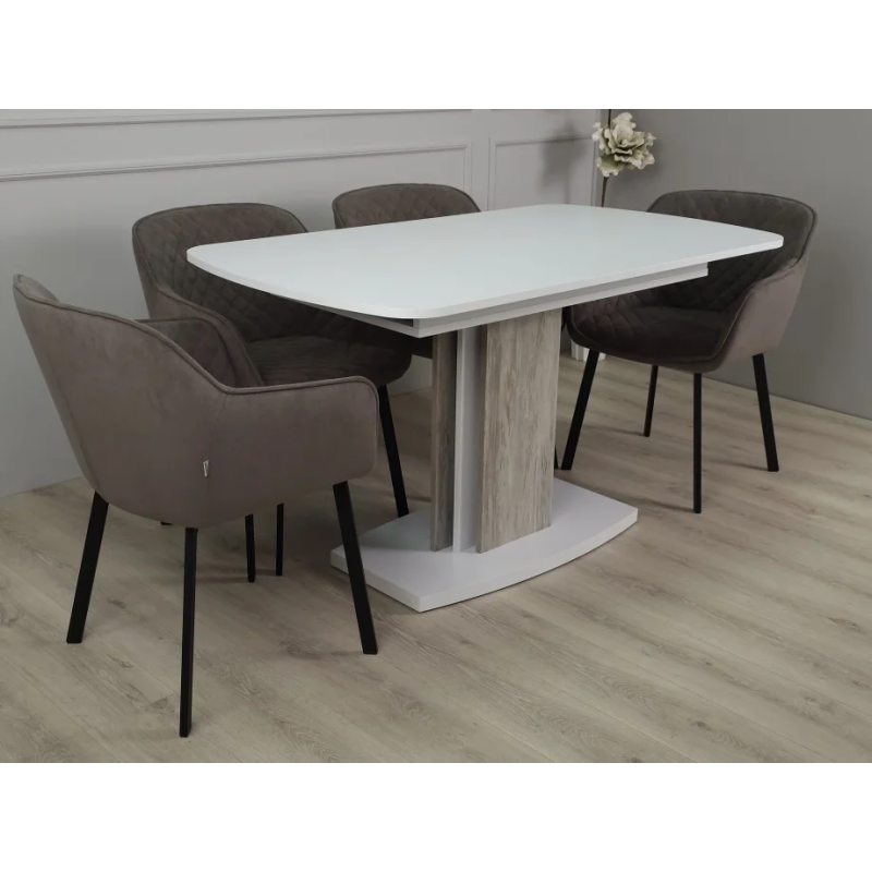 Стол кухонный раскладной FENIX AB Артвуд темный /Белый диамант 140(180)х80 (19423-01)