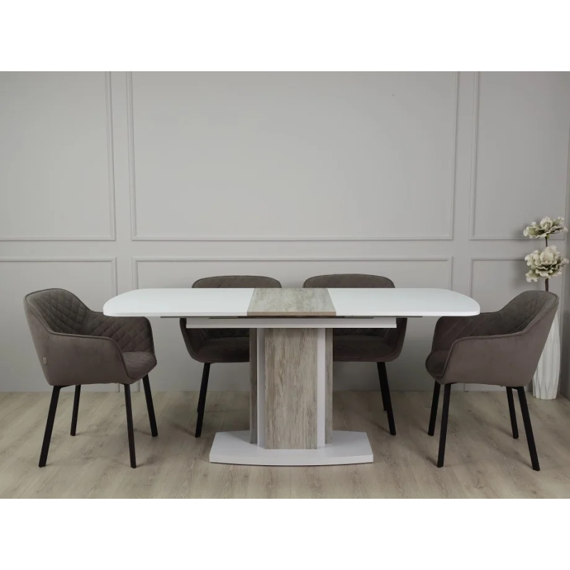 Стол кухонный раскладной FENIX AB Артвуд темный /Белый диамант 140(180)х80 (19423-01)