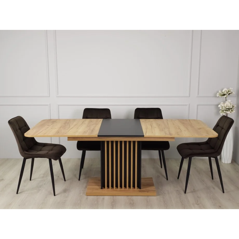 Стол обеденный раскладной TREND D-C MAX 160(210)x90 Крафт золотой / Черный (19916-01)