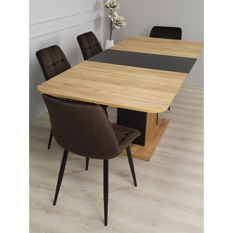 Стол обеденный раскладной TREND D-C MAX 160(210)x90 Крафт золотой / Черный (19916-01)