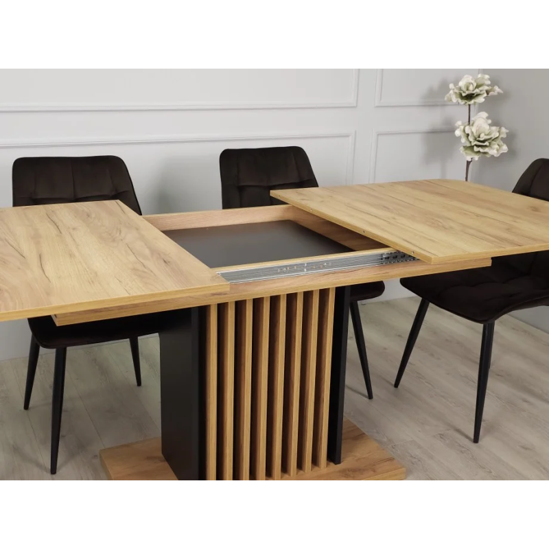 Стол обеденный раскладной TREND D-C MAX 160(210)x90 Крафт золотой / Черный (19916-01)