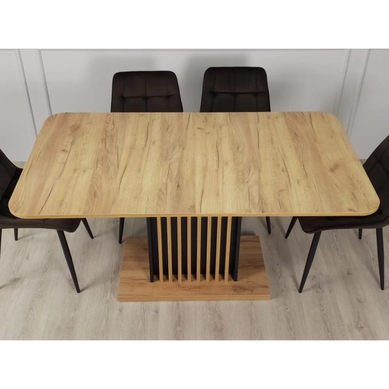 Стол обеденный раскладной TREND D-C MAX 160(210)x90 Крафт золотой / Черный (19916-01)