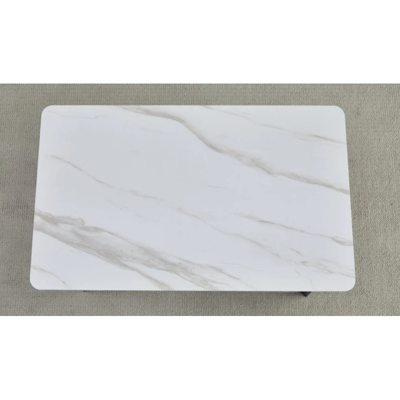 Стол обеденный раскладной MADRID CERAMIC 120(180)*85 белый глянец / черный каркас (19641-01)