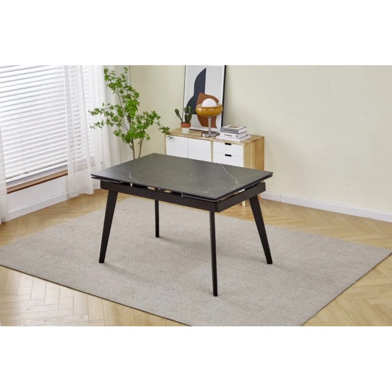 Стол обеденный раскладной OSLO CERAMIC 120(180)*80 черный глянец/черный каркас (19563-01)