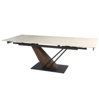 Стол FERNANDO CERAMIC 160(220)*90 травертин мат/тёмный орех (23035-01)