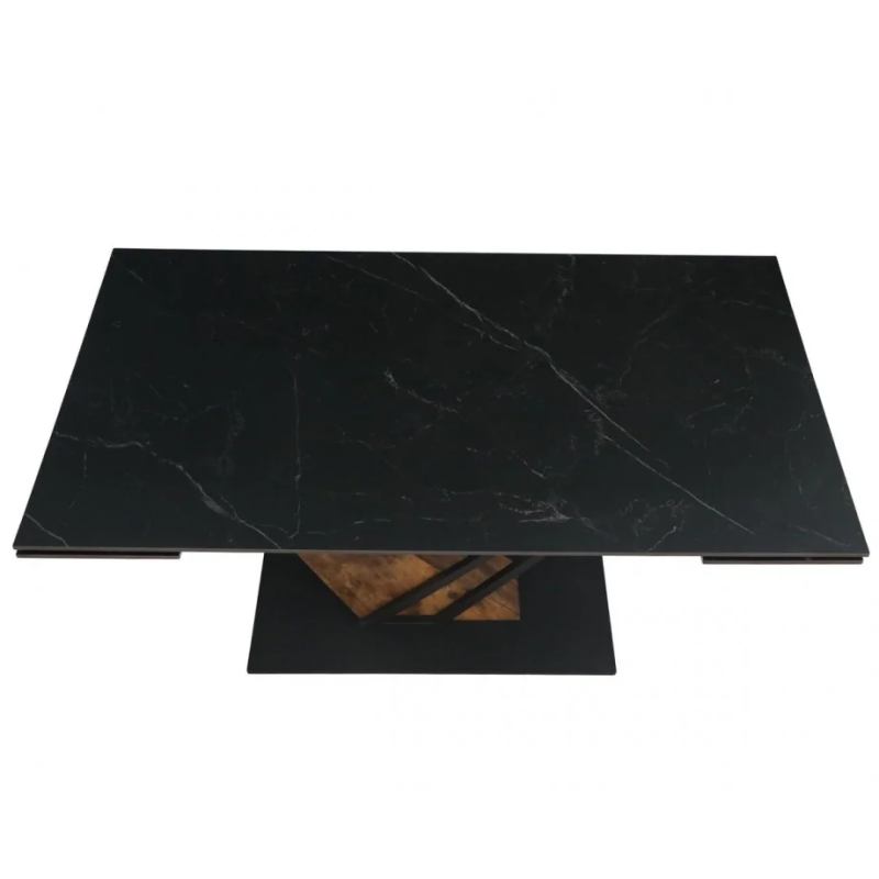 Стол FERNANDO CERAMIC 160(220)*90 черный мат/старый дуб (23030-01)