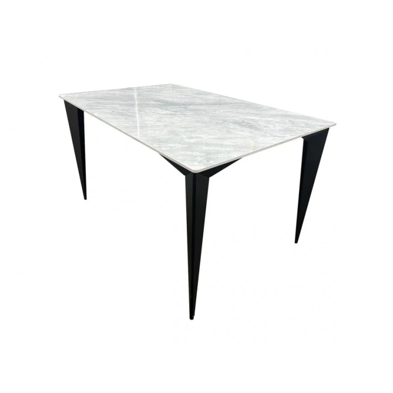 Стол NORMAN CERAMIC 140*90 Muie White глянец / Черный каркас (20140-01)