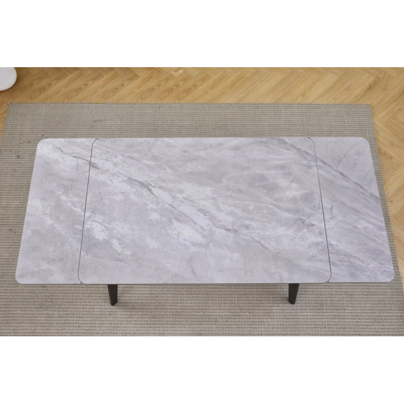 Стол обеденный раскладной OSLO CERAMIC 120(180)*80 серый глянец/черный каркас (19562-01)