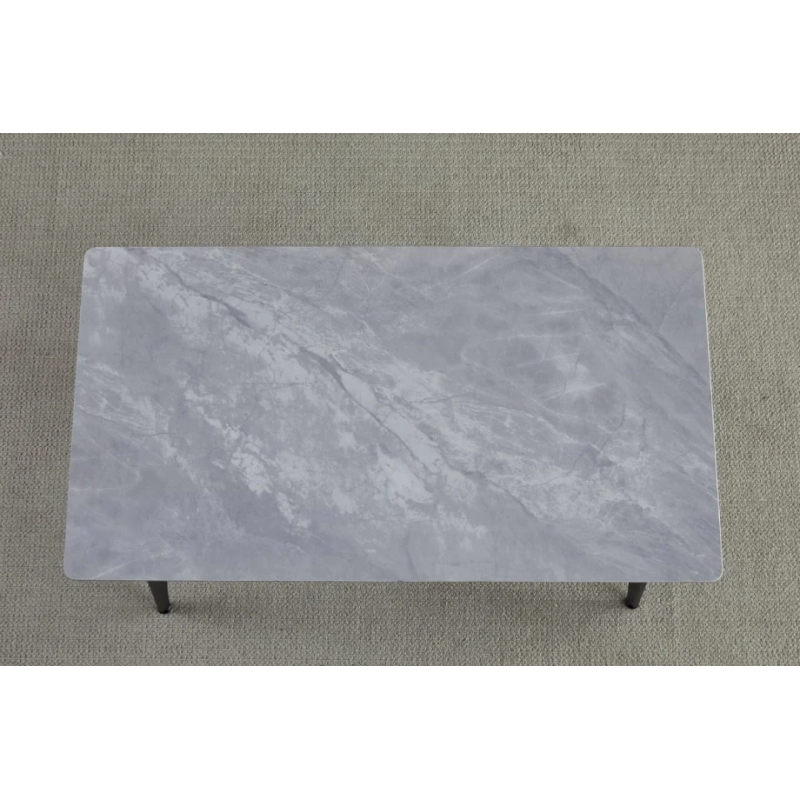 Стол обеденный SABA CERAMIC 130*70 серый глянец/черный каркас (19648-01)