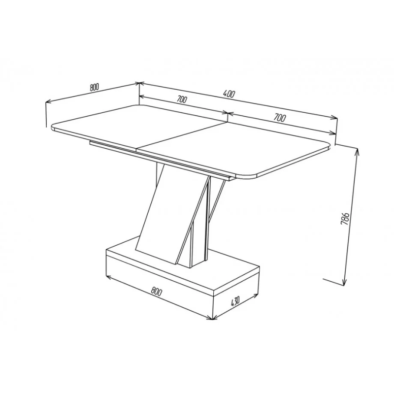 Стол обеденный Carvelo 140(180)x80 Белая Аляска / Черный Униколор (8231-01)