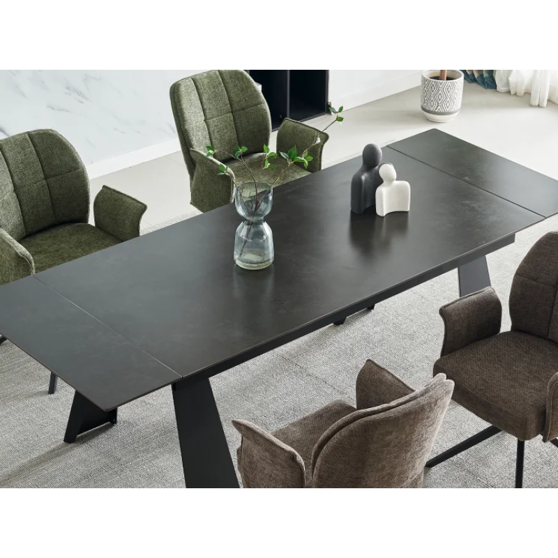 Стол раскладной керамический ARNOLD CERAMIC 180(240)*90 Wic dark grey мат / Черный каркас (20272-01)