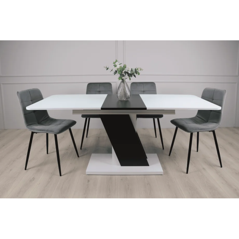 Стол обеденный Carvelo 140(180)x80 Белая Аляска / Черный Униколор (8231-01)