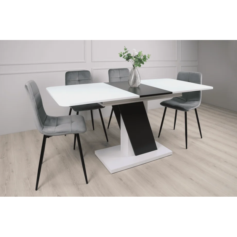 Стол обеденный Carvelo 140(180)x80 Белая Аляска / Черный Униколор (8231-01)