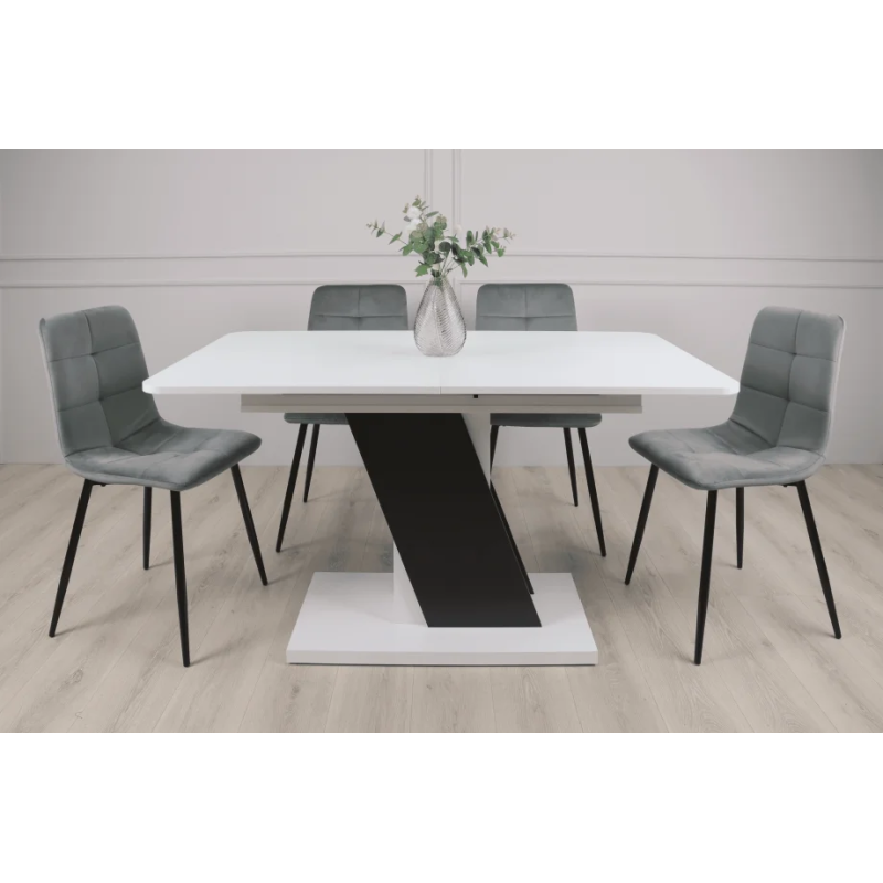 Стол обеденный Carvelo 140(180)x80 Белая Аляска / Черный Униколор (8231-01)