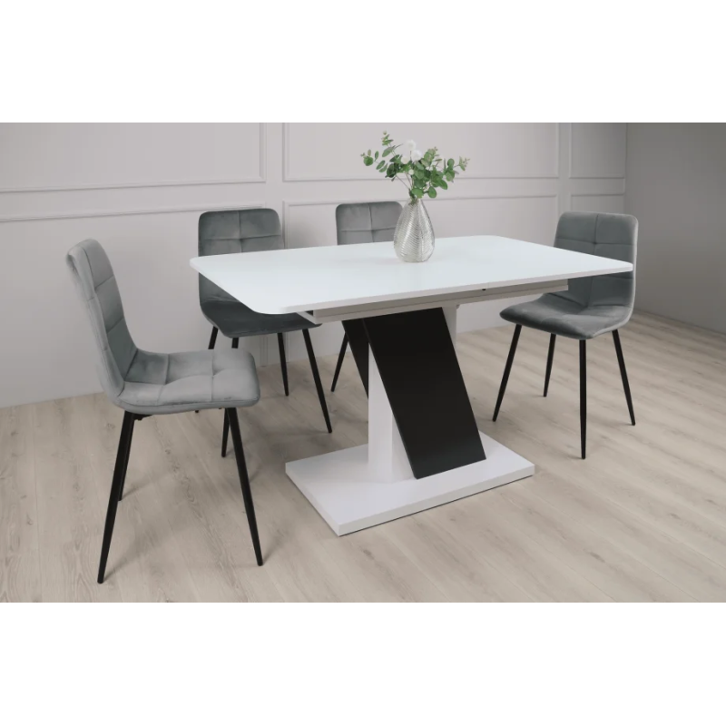 Стол обеденный Carvelo 140(180)x80 Белая Аляска / Черный Униколор (8231-01)