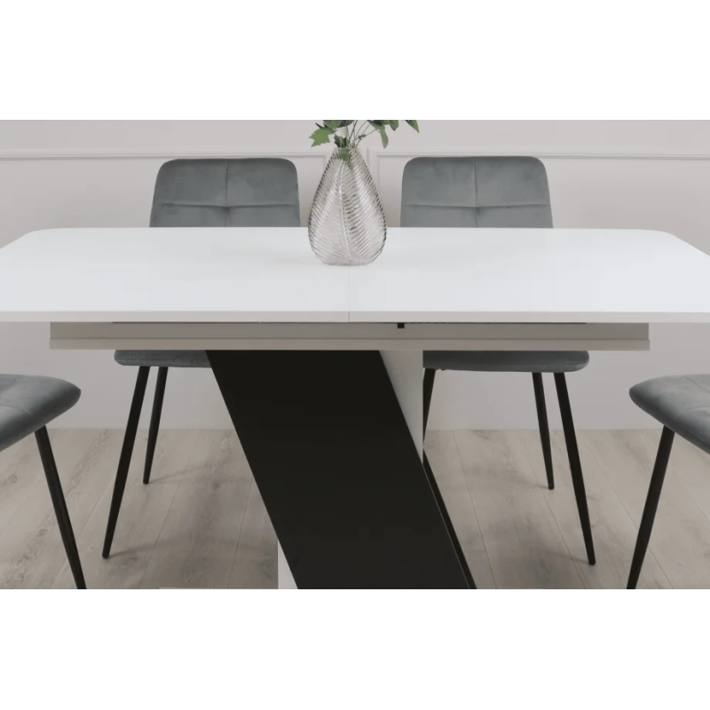 Стол обеденный Carvelo 140(180)x80 Белая Аляска / Черный Униколор (8231-01)