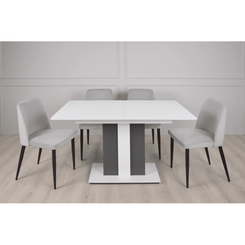 Стол обеденный Clasic 140(180)x80 Белая Аляска / Антрацит (9084-01)