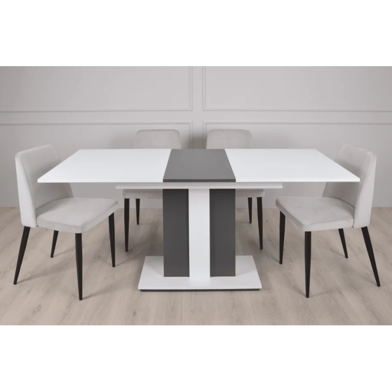 Стол обеденный Clasic 140(180)x80 Белая Аляска / Антрацит (9084-01)