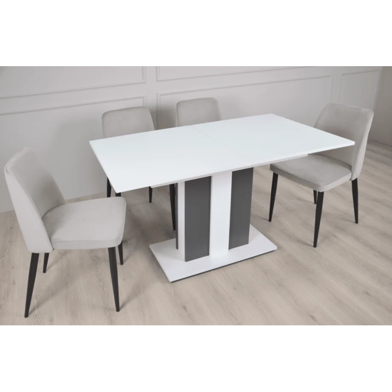 Стол обеденный Clasic 140(180)x80 Белая Аляска / Антрацит (9084-01)