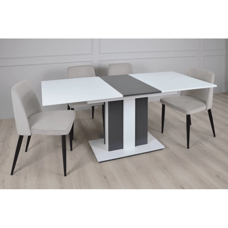 Стол обеденный Clasic 140(180)x80 Белая Аляска / Антрацит (9084-01)