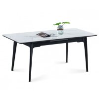 Стол обеденный раскладной BERLIN CERAMIC белый глянец/черный 140(180)X80 (16393-01)