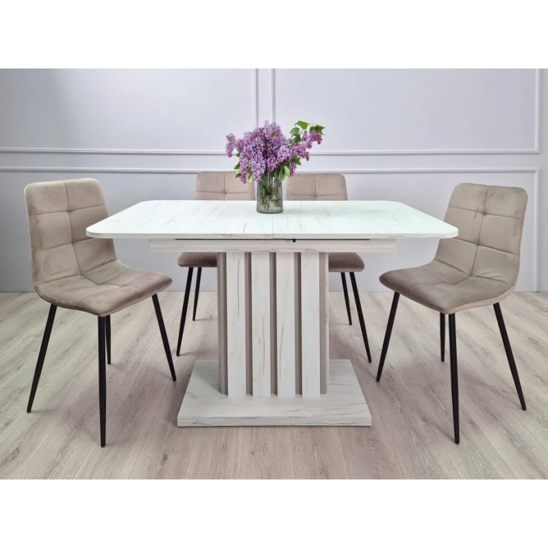 Стол обеденный раскладной LAMAR D/G 80x140(180) Крафт белый / Глиняный серый (21260-01)