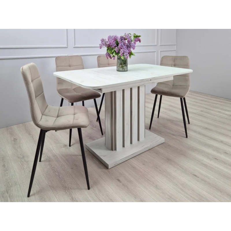 Стол обеденный раскладной LAMAR D/G 80x140(180) Крафт белый / Глиняный серый (21260-01)