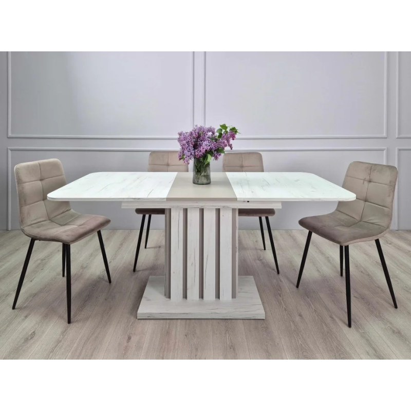 Стол обеденный раскладной LAMAR D/G 80x140(180) Крафт белый / Глиняный серый (21260-01)