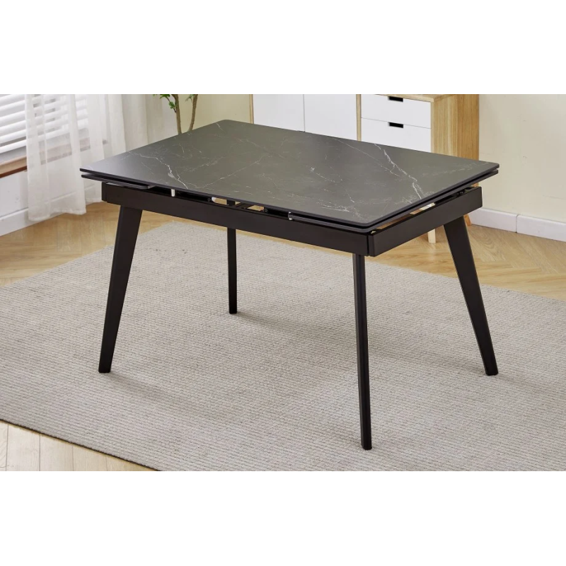 Стол обеденный раскладной OSLO CERAMIC 120(180)*80 черный глянец/черный каркас (19563-01)