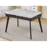 Стол обеденный раскладной OSLO CERAMIC 120(180)*80 серый глянец/черный каркас (19562-01)