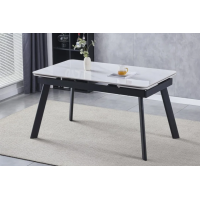 Стол обеденный раскладной OSLO CERAMIC 120(180)*80 белый глянец/черный каркас (19561-01)