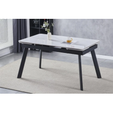 Стіл обідній розкладний OSLO CERAMIC 120(180)*80 білий глянець/чорний каркас (19561-01)
