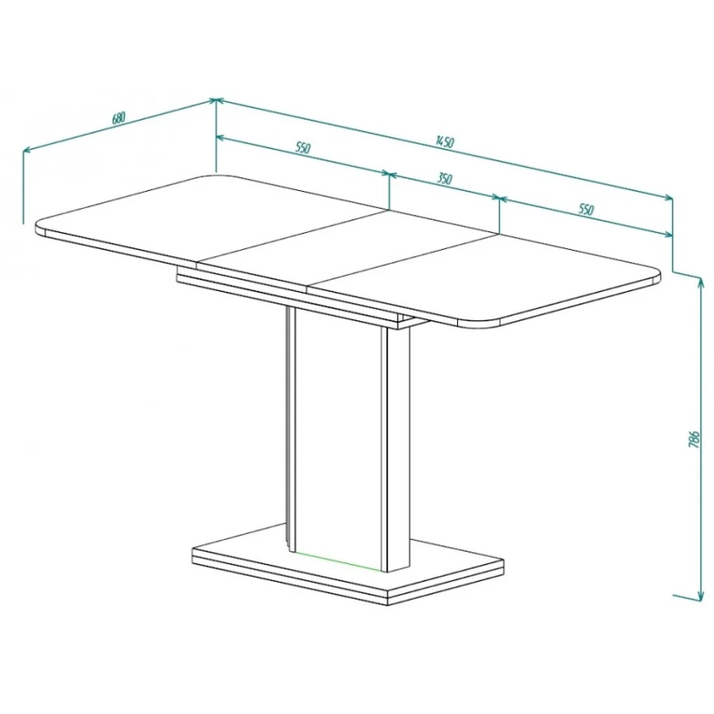 Стол обеденный раскладной SOLO B/V 110(145)x68 белый бриллиант/угольный камень (19636-01)