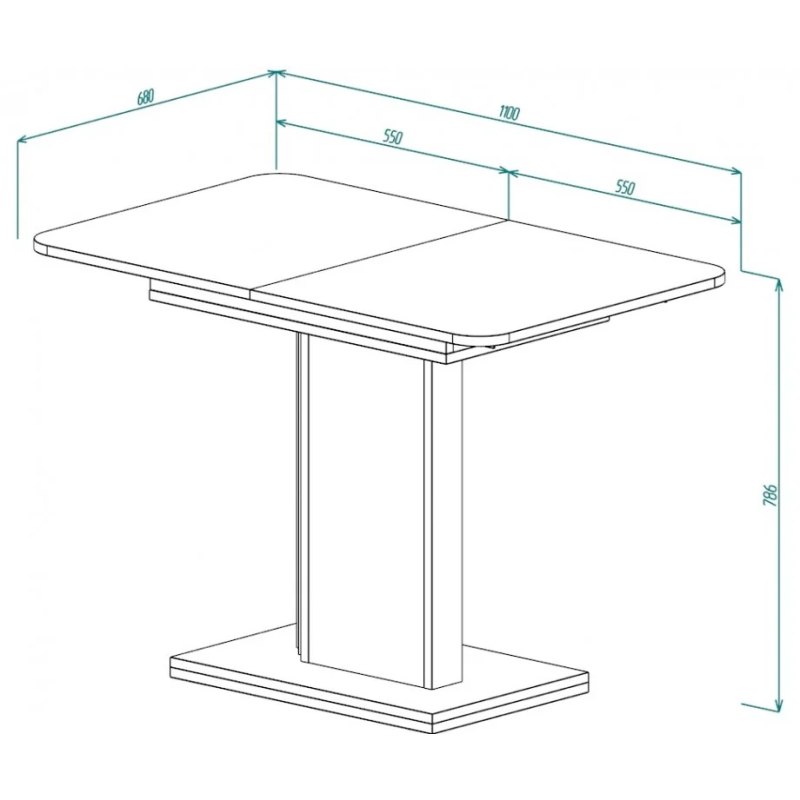 Стол обеденный раскладной SOLO B/V 110(145)x68 белый бриллиант/угольный камень (19636-01)