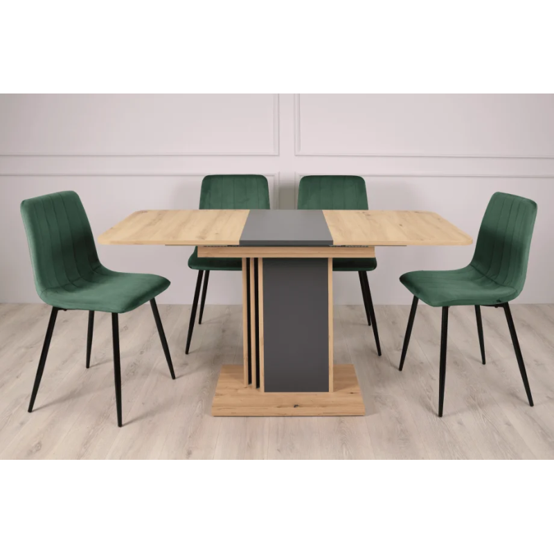 Стол обеденный раскладной SOLO A/D 110(145)x68 антрацит/дуб артизан (19640-01)