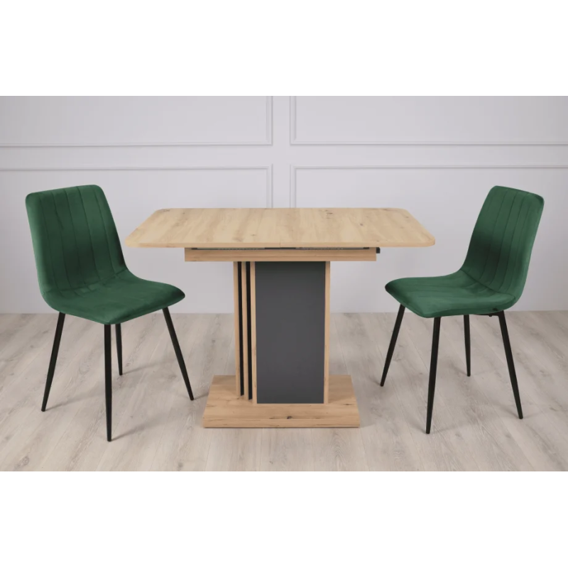 Стол обеденный раскладной SOLO A/D 110(145)x68 антрацит/дуб артизан (19640-01)