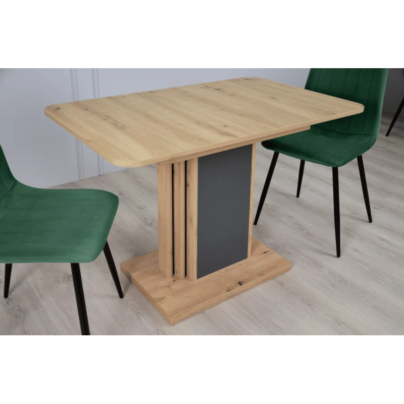 Стол обеденный раскладной SOLO A/D 110(145)x68 антрацит/дуб артизан (19640-01)