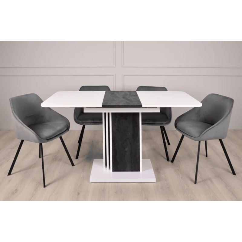 Стол обеденный раскладной SOLO B/V 110(145)x68 белый бриллиант/угольный камень (19636-01)