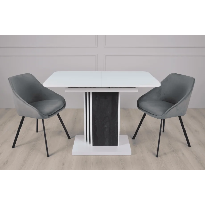 Стол обеденный раскладной SOLO B/V 110(145)x68 белый бриллиант/угольный камень (19636-01)