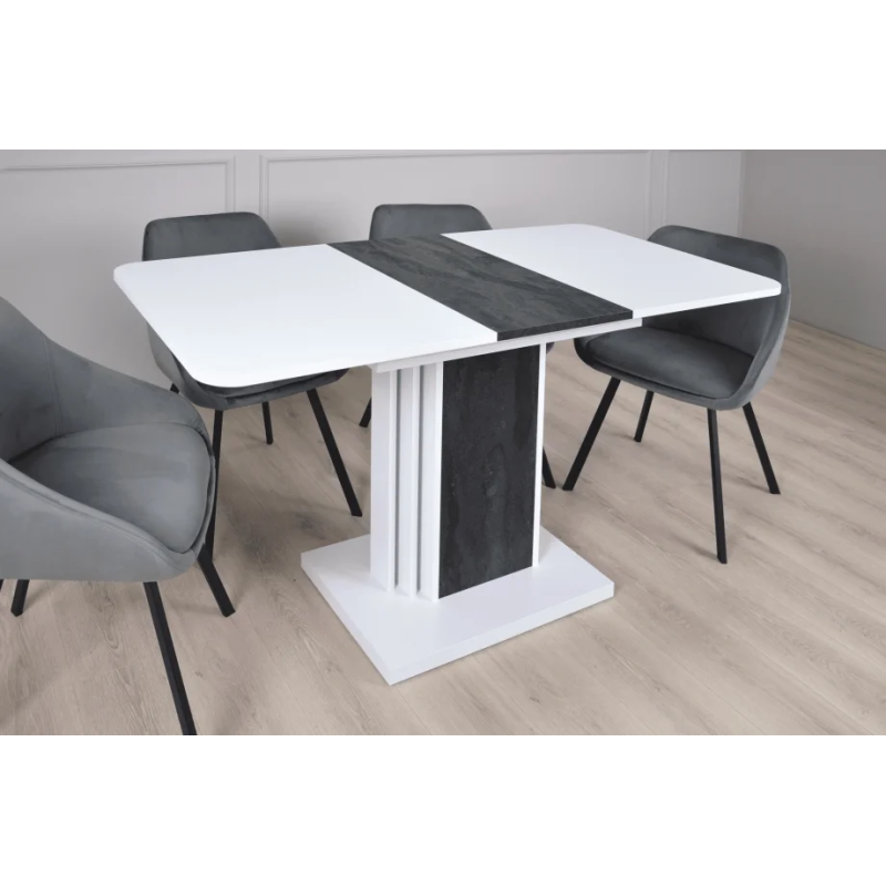 Стол обеденный раскладной SOLO B/V 110(145)x68 белый бриллиант/угольный камень (19636-01)