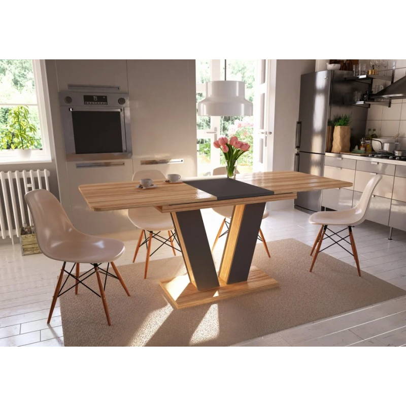 Стол обеденный раскладной Torino 140(180)x80 Блэквуд Ячменной / Графит (8212-01)