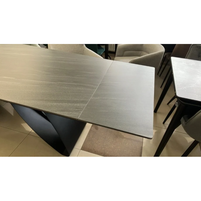 Стол раскладной керамический WILLIAM CERAMIC 180(260)*90 Песчаный камень / Черный каркас (20273-01)