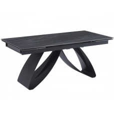 Стол раскладной керамический WILLIAM CERAMIC 180(260)*90 Песчаный камень / Черный каркас (20273-01)
