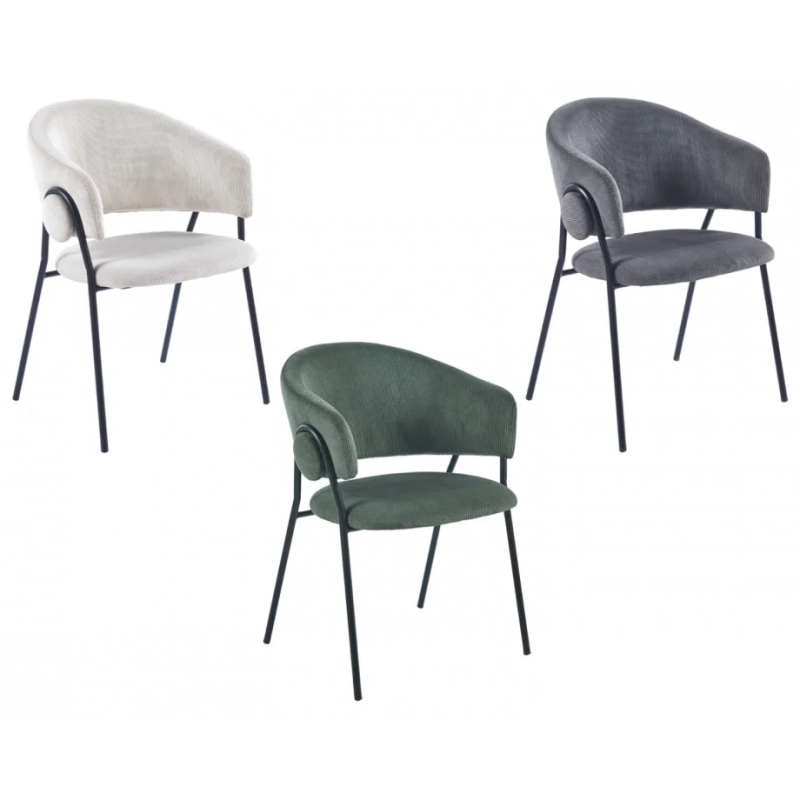 Стул обеденный KAY Черный каркас / Светло-бежевый фактурный вельвет (20774-01)