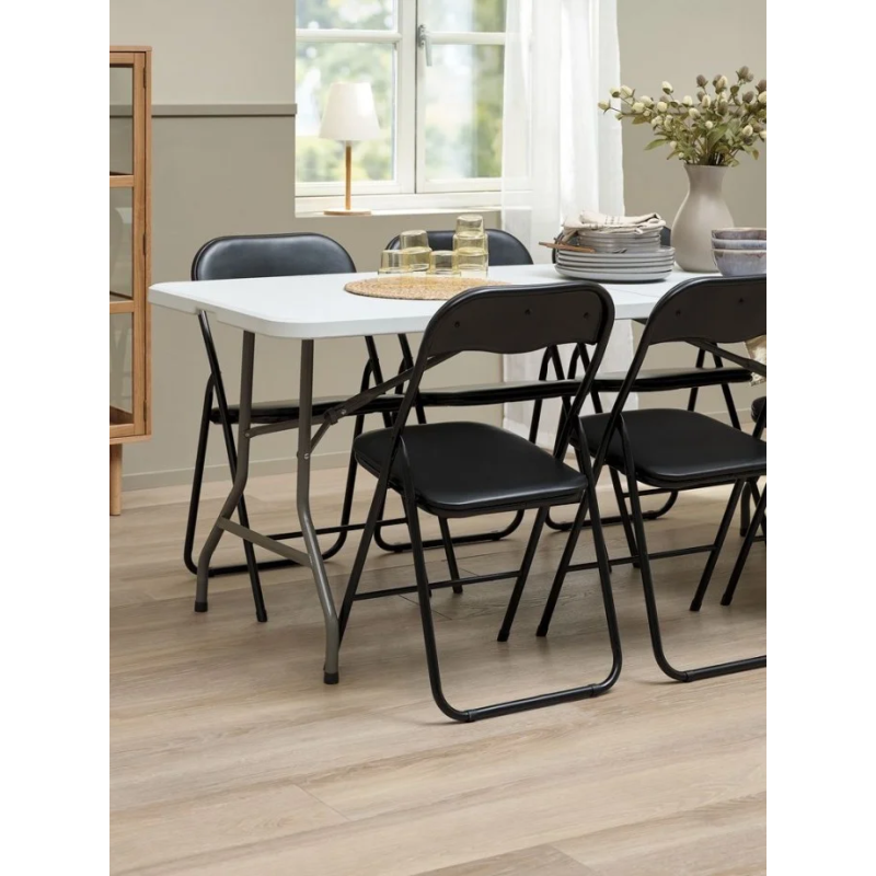 Стул складной TIKO Черный металл / Черная Экокожа (16636-01)