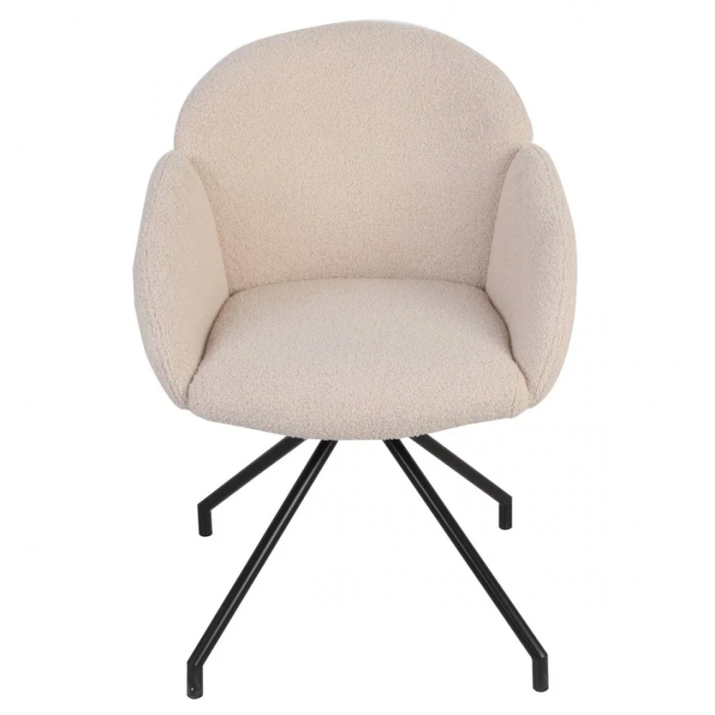 Стул кухонный LINDA Черный каркас / Кремовый Teddy букле 180° (22143-01)