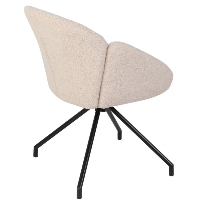 Стул кухонный LINDA Черный каркас / Кремовый Teddy букле 180° (22143-01)