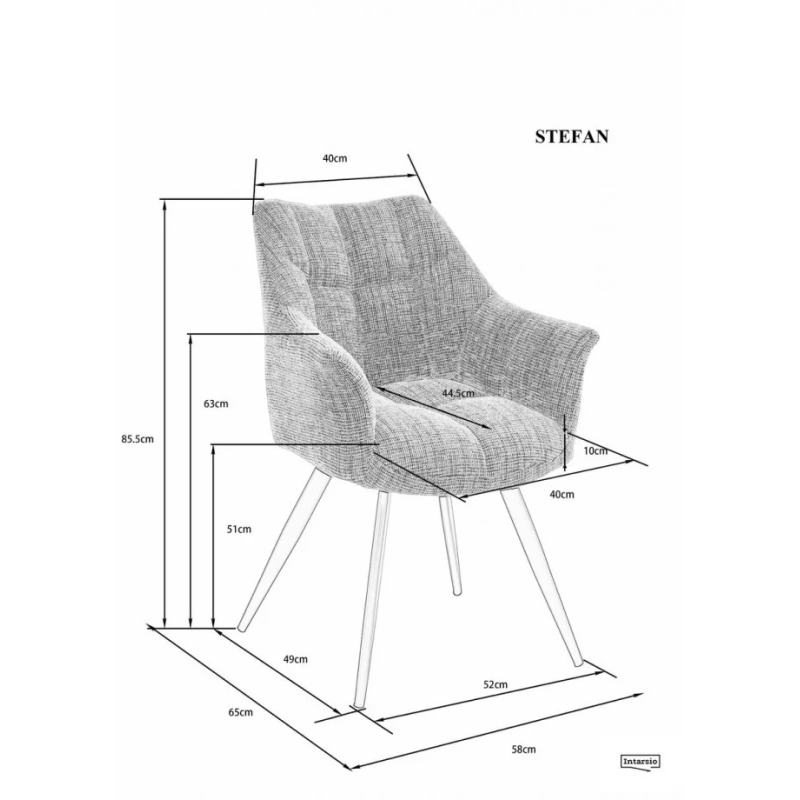 Стул кухонный STEFAN Черный каркас / Темно-серая ткань (20134-01)